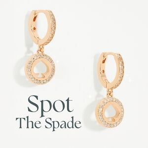 Kate Spade Spot The Spade Pave Drop Earrings Rose Gold Sparkle NWT